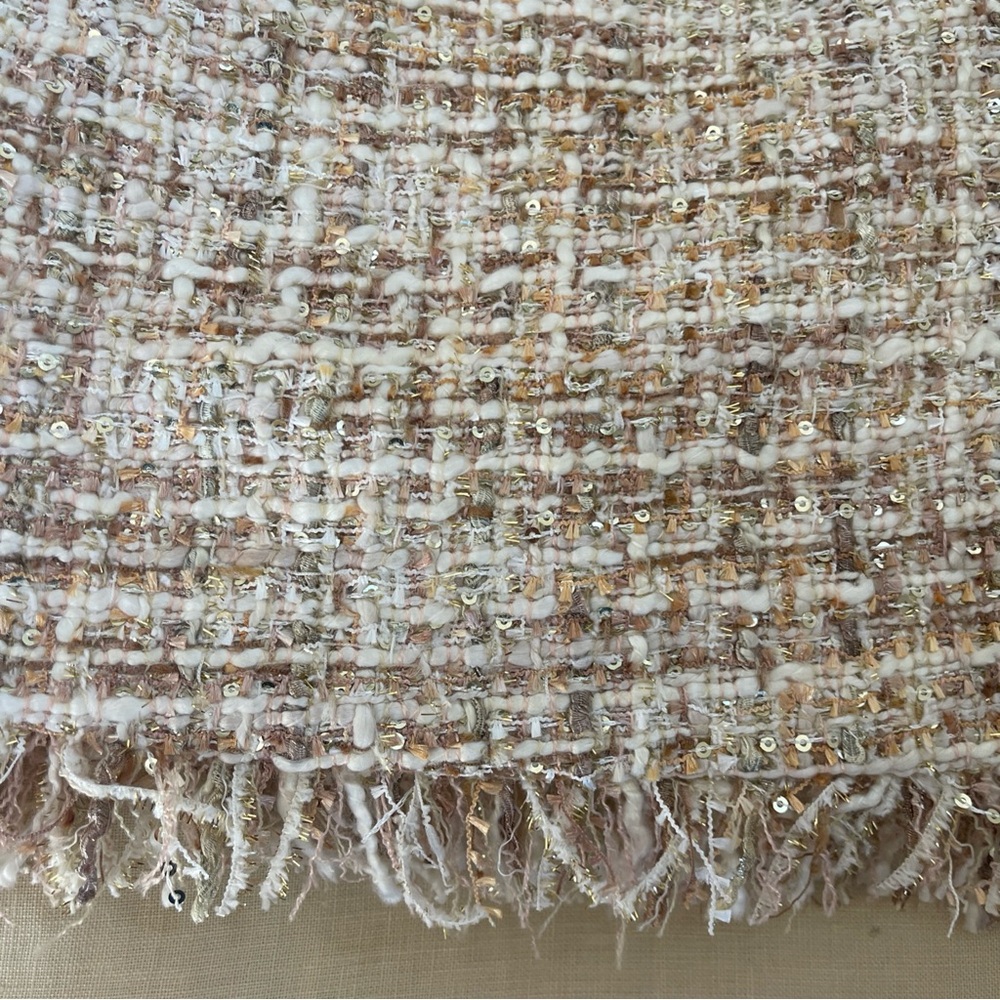 NWT Boston proper blush and Cream gold sequins Mini Pencil Skirt sz 10 - Picture 4 of 10